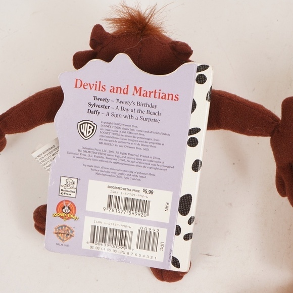 Dalmatian Press Scooby, Tweety, Taz Plush Stuffed Animals with Books Attached - Picture 10 of 13